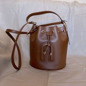FURLA Mini Bucket Purse cognac Leather New